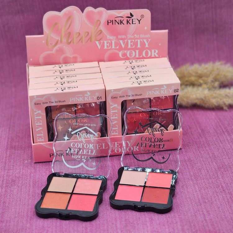 پالت روژگونه 4 رنگ برند پینک کی