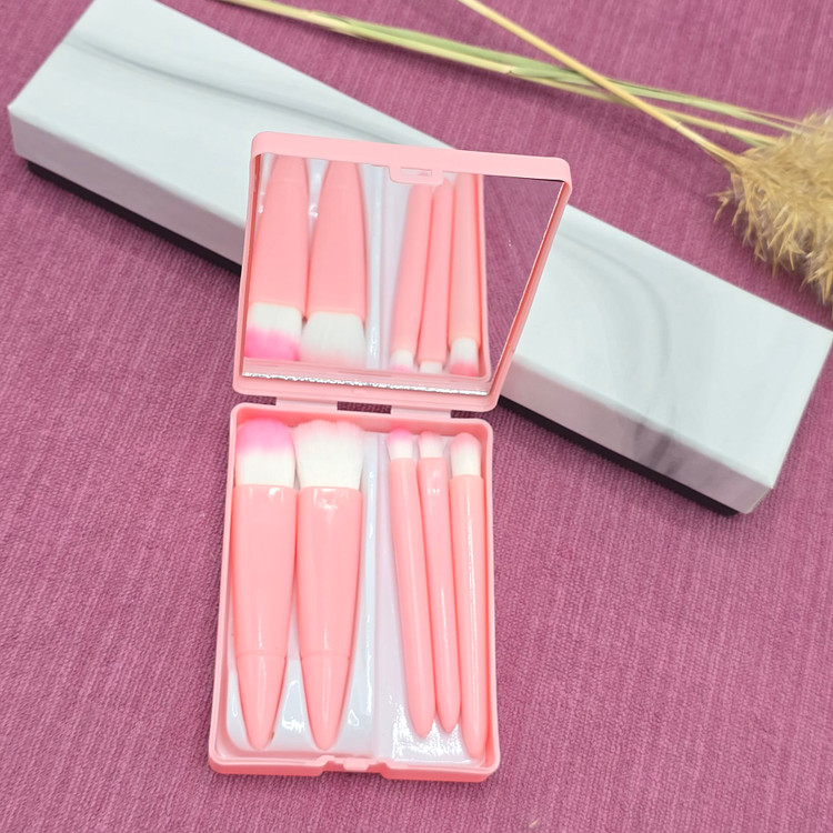 ست براش آرایشی مدل آینه دار 5 تکه با تراکم بالا