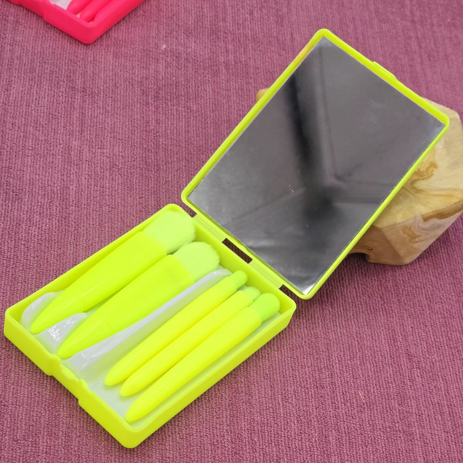 ست براش آرایشی مدل آینه دار 5 تکه با تراکم بالا