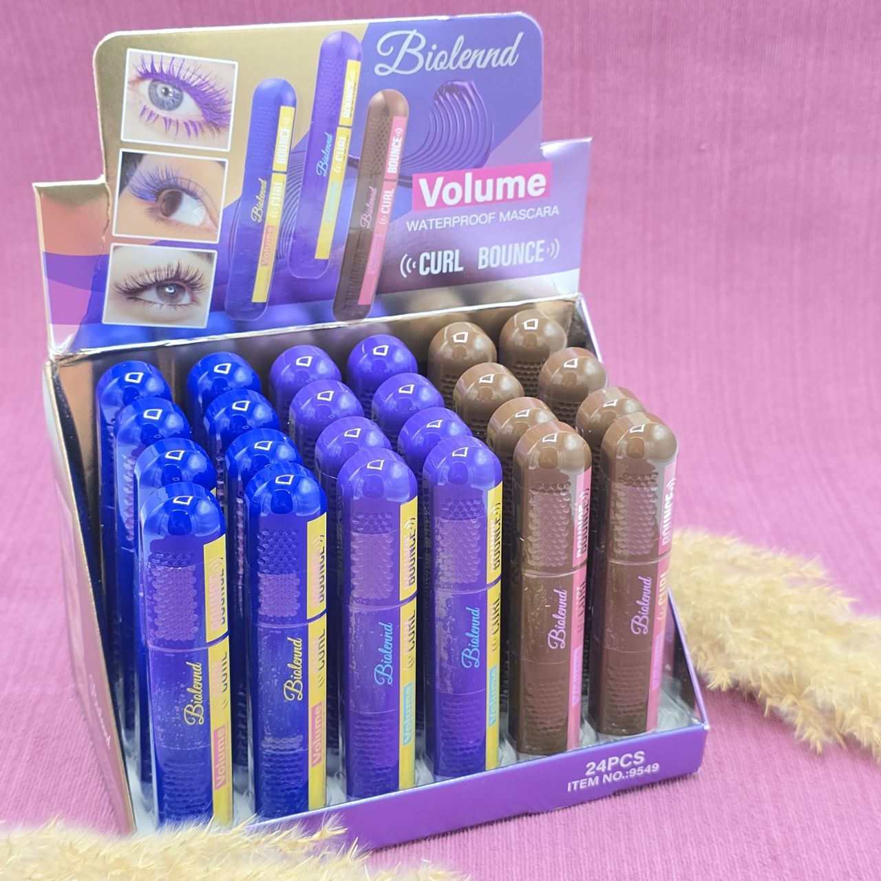 ریمل رنگی ضدآب در سه رنگ آبی . قهوه ای . بنفش برند بیولند