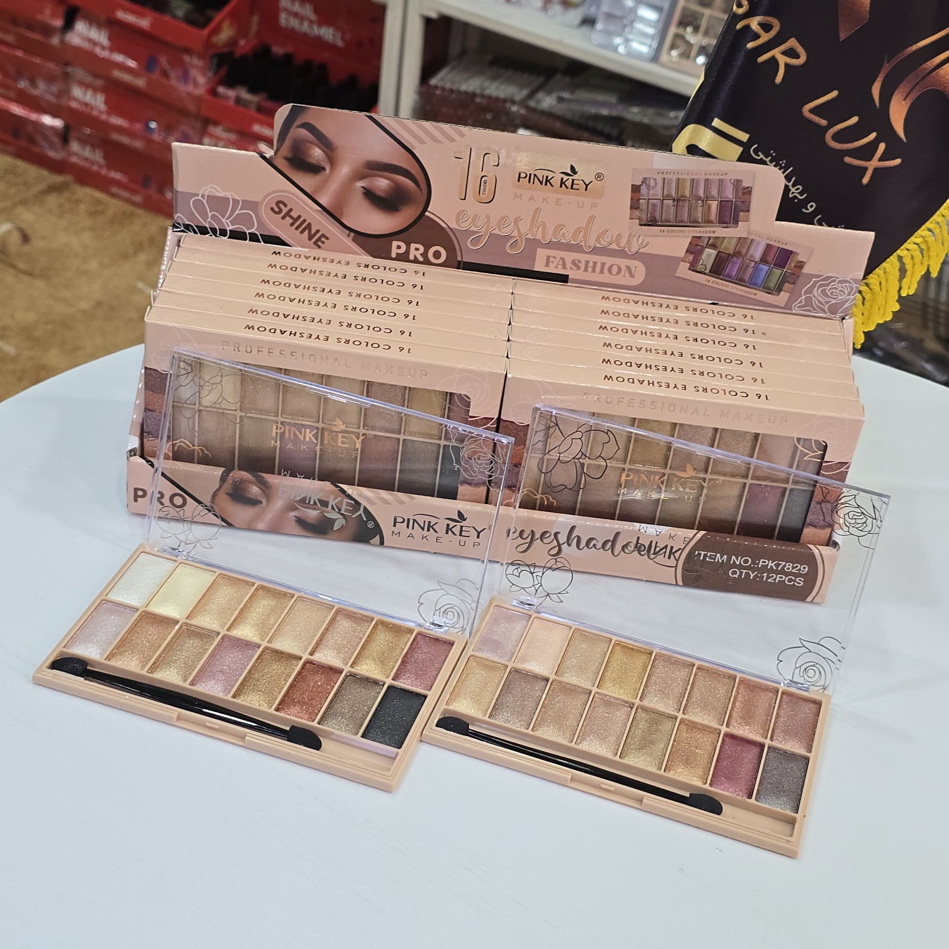 پالت سایه چشم 16 رنگ پینک کی طیف کامل نود و شاد با ماندگاری بالا کد 7829